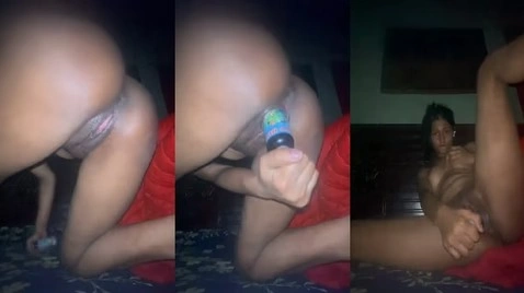 Girl masturbates in Tamil Bf bottle