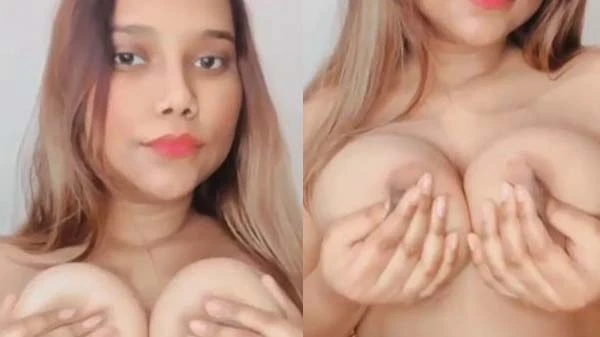 Girl Squeezes Smooth Breasts in Desi Bf Video